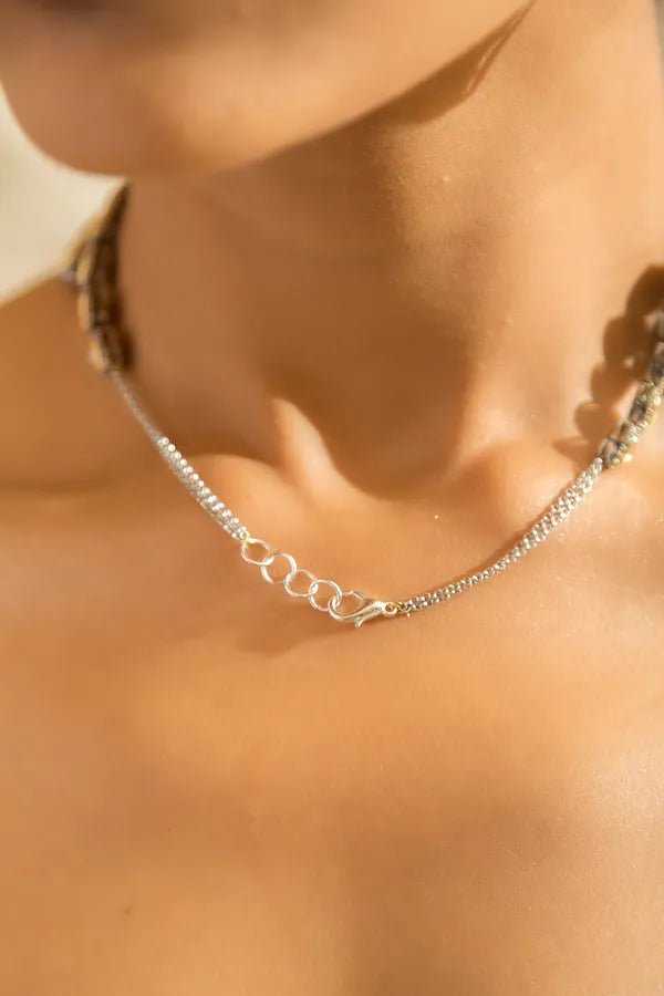 Silver & Gold Zirconia Necklace