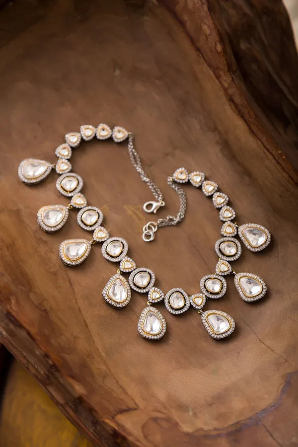 Silver & Gold Zirconia Necklace