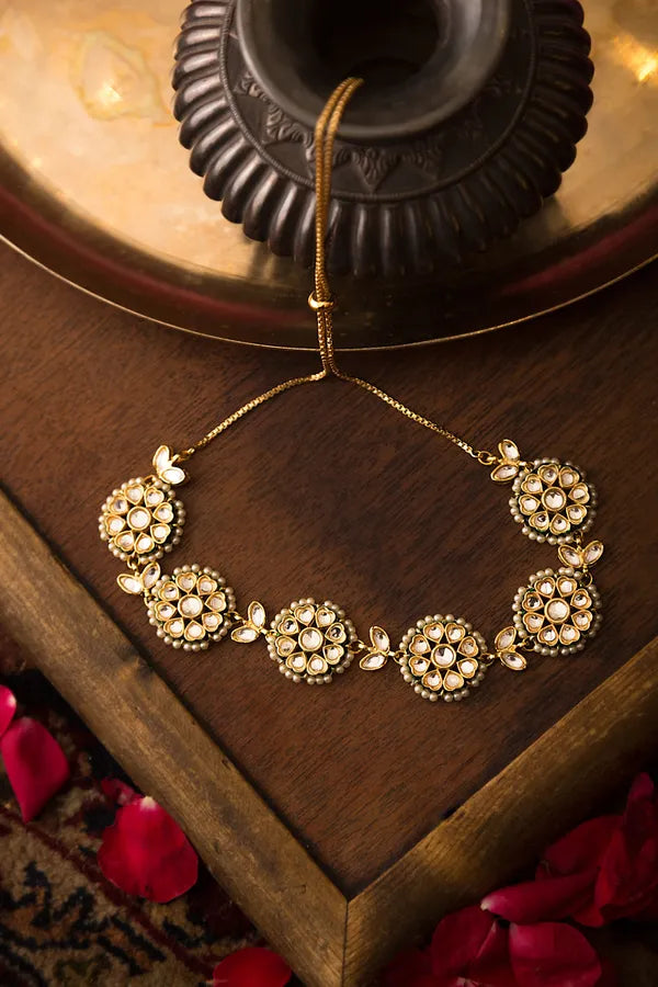 Gold Finish Kundan Petal Choker Necklace