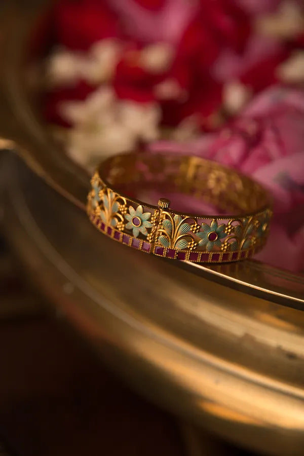 Red Kundan Mint Green Kada