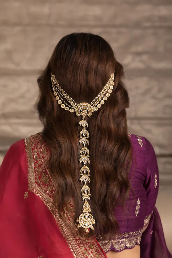 Gold & White Kundan & Pearls Choti Phool