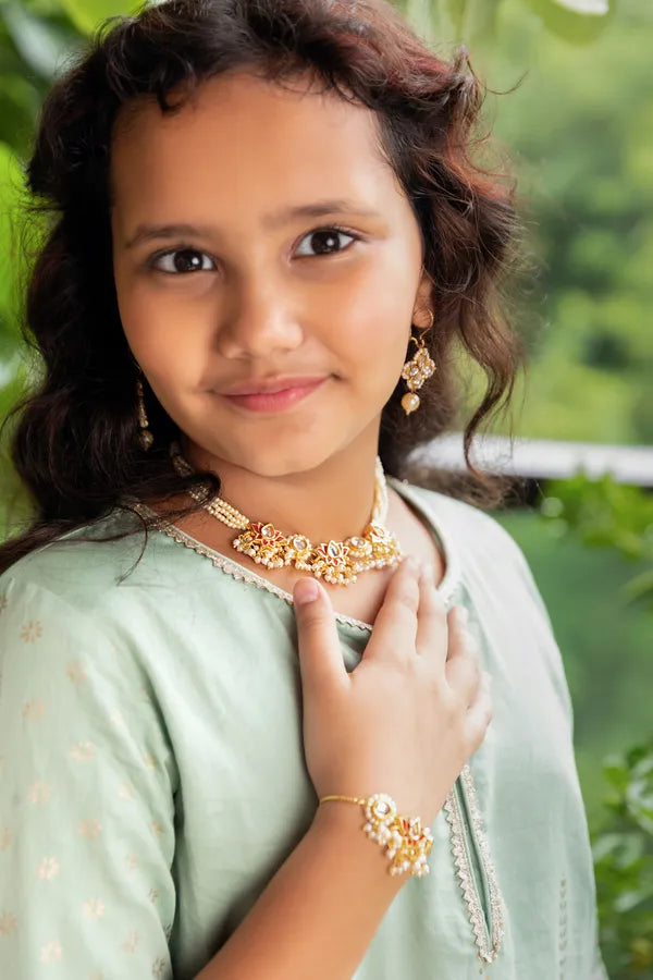 White Kundan Pearl Drop Danglers Earrings