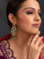 Yellow Citrine With Green Hints Kundan Drop Earrings