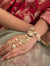 White & Gold Pearls Dual Finger Kundan Haathphool
