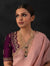 White Kundan Flower Three Lines Emerald Necklace
