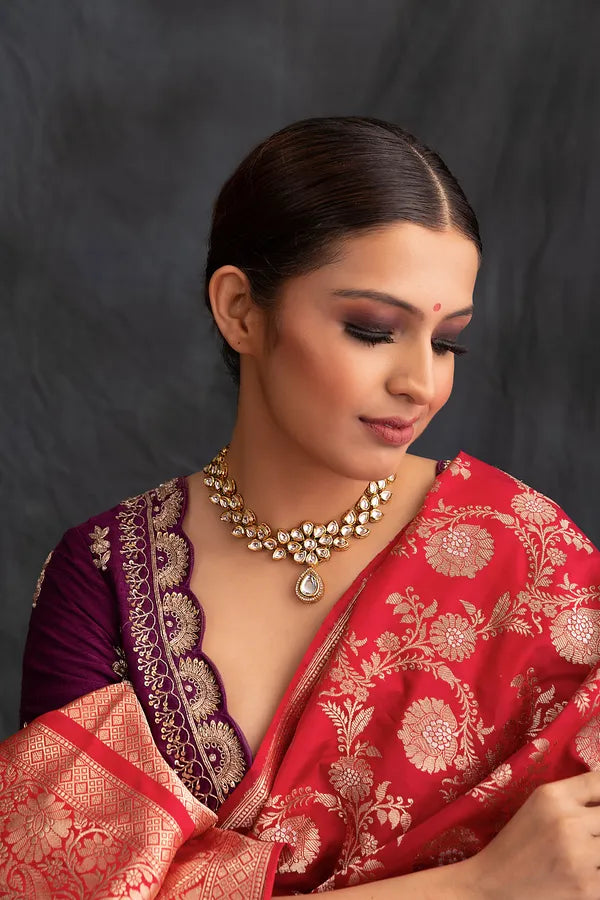 All White Kundan Drop Necklace