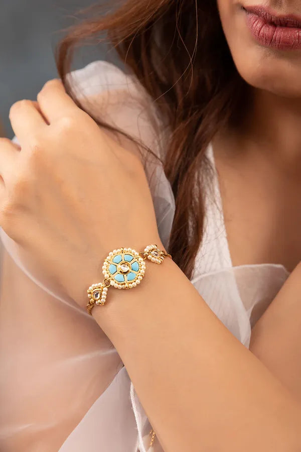 Feroza & White Flower Biya Bracelet