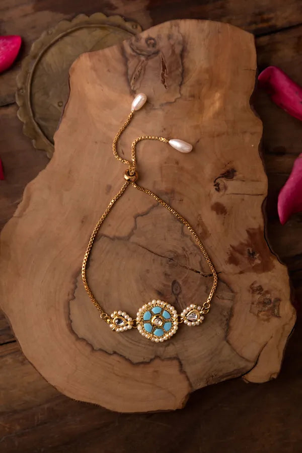 Feroza & White Flower Biya Bracelet