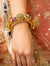 Red & Green Kundan Flower Kada