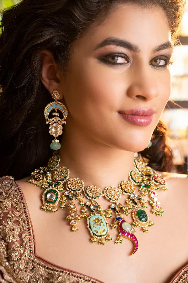 Statement Multi Colored Kundan Necklace