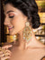 Statement Gold & White Bridal Earrings With Green & Tourmaline Drops