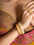 Pink & Green Kundan Gold Kada With Pearls