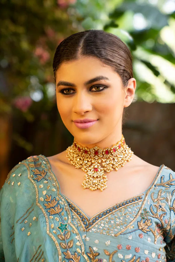 Statement Red Kundan Jadai Necklace Choker with Pearls