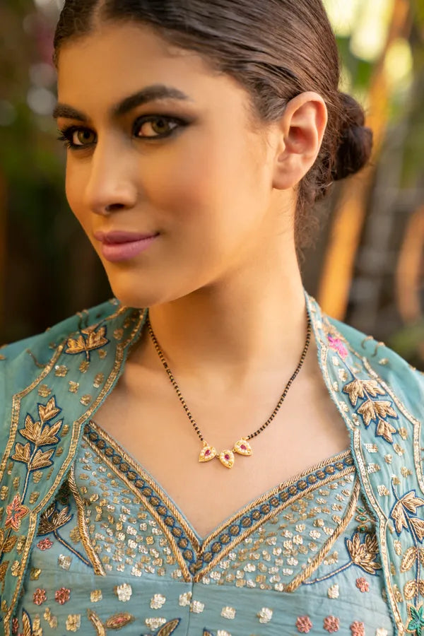 Gold & Red Kundan Mangalsutra