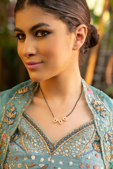 Gold & Red Kundan Mangalsutra