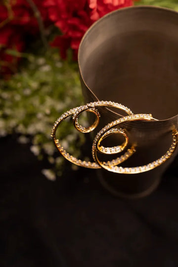 Gold & Silver Zirconia Round Earrings