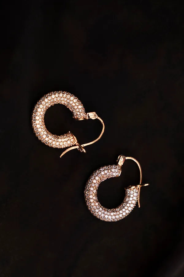 Rose Gold & White Zirconia Dangler Earrings