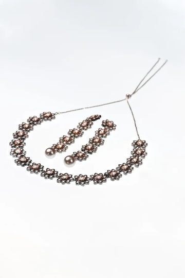 Dual Tone Layered Zirconia Dangler Earrings
