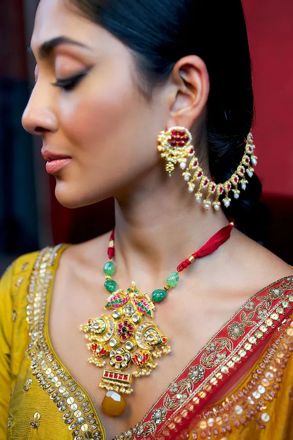 Red Kundan Pearls Kaan Sahara
