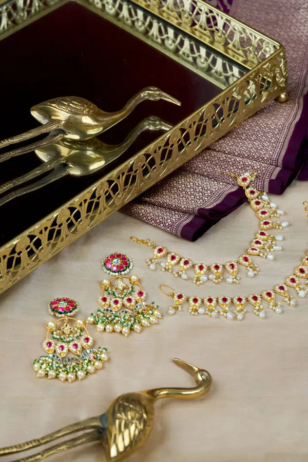Red Kundan Pearls Kaan Sahara