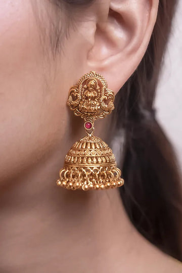 Red Kundan Regal Gold Jhumki