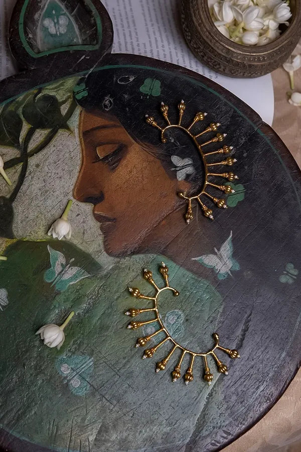 Golden Gold Bead Earcuffs