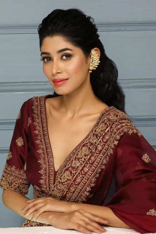 Gold Finish Pearl Kundan Earcuffs