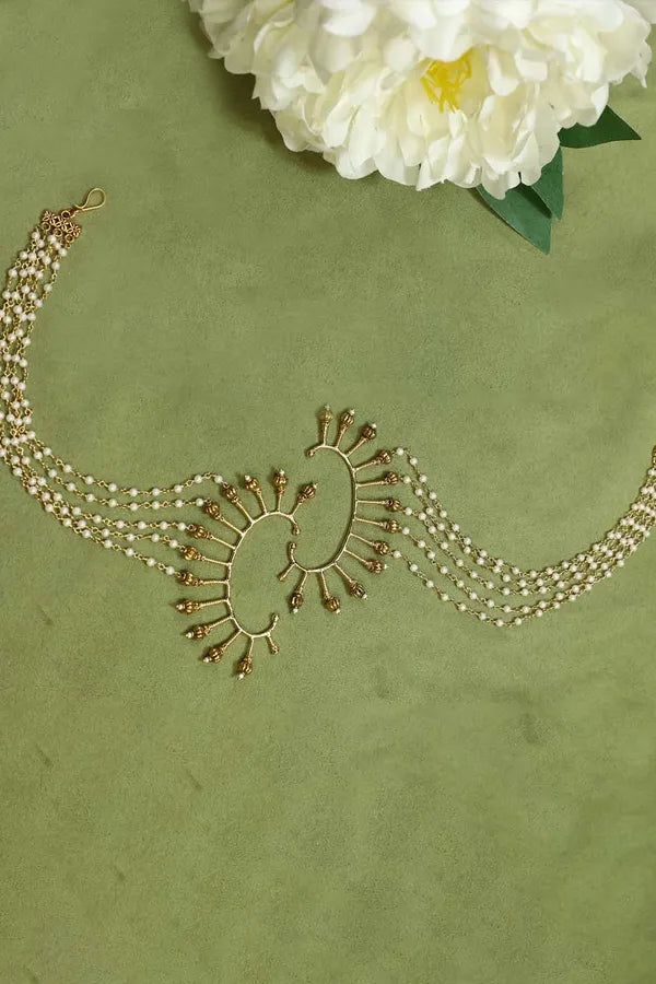 Gold Finish Gold Bead Earcuffs With Attached Saharas