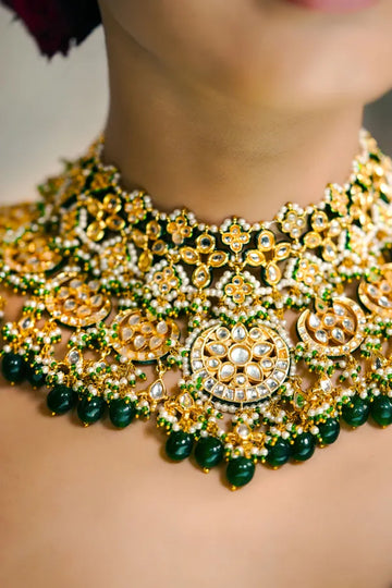 Statement Gold & Green Passion Choker Necklace