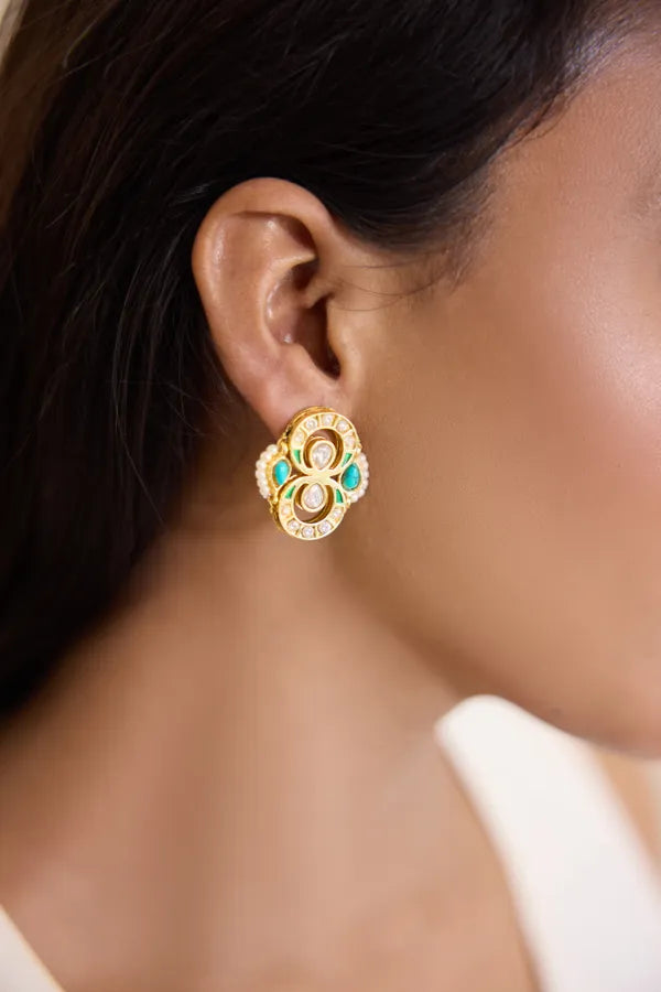 Feroza Kundan Chand Earrings