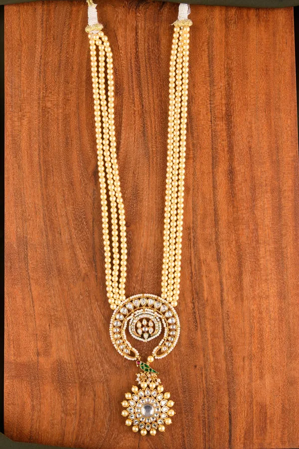 Ethnic Red & Green Kundan Gold White Rani Haar