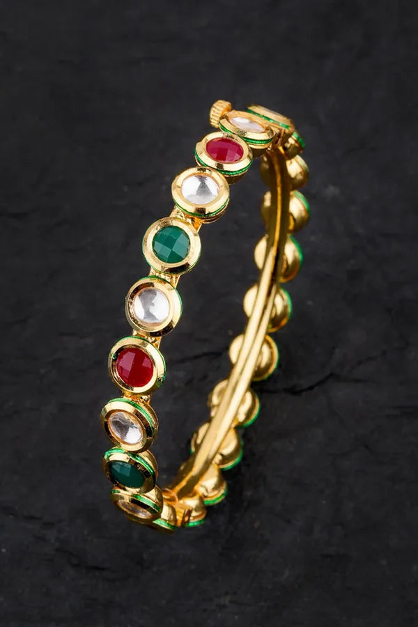 Polka Plant Kundan Bangles