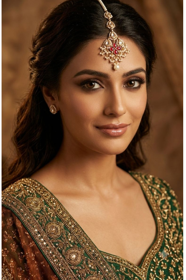 Fleur in Red Pearls Kundan Maang Tikka