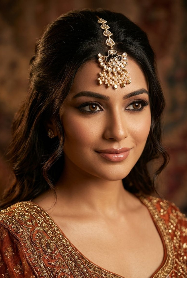 Black Meenakari with Pearls Kundan Maang Tikka