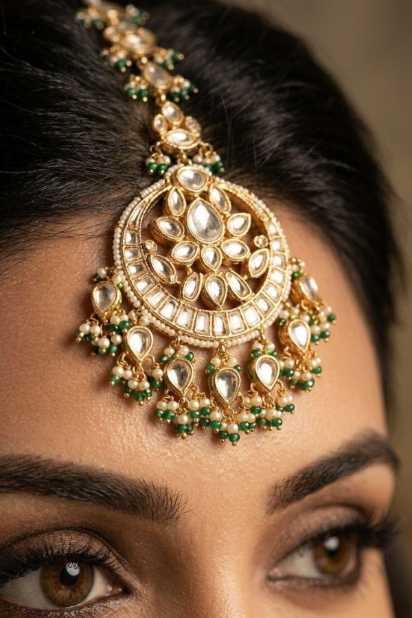 Kundan & Pearl Maang Tikka
