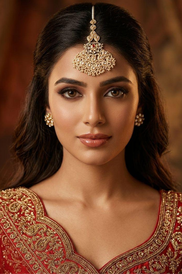 Gulaal Red Kundan Pearls Maang Tikka