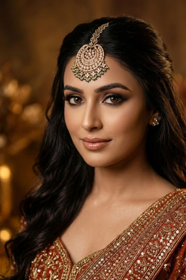 Statement Gold & White Green Hints Maang Tikka