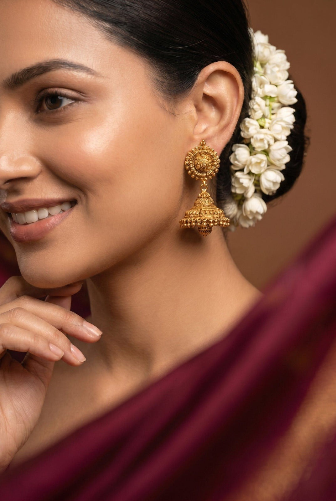 Regal Gold Jhumki Earrings