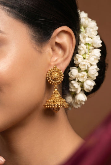Regal Gold Jhumki Earrings