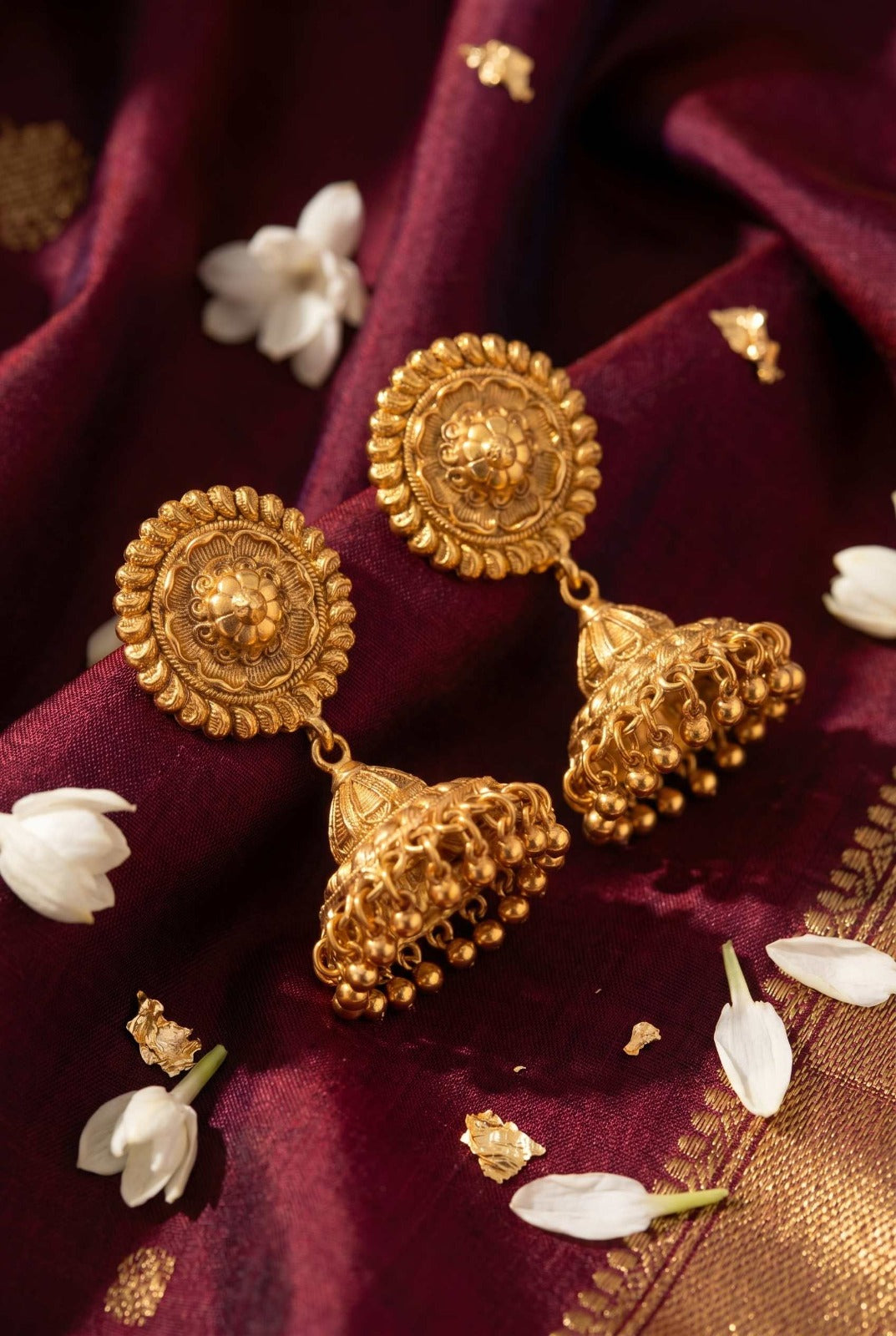 Regal Gold Jhumki Earrings