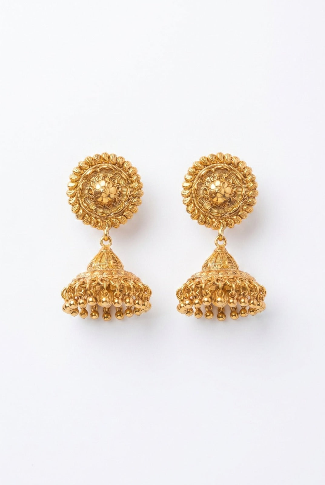 Regal Gold Jhumki Earrings