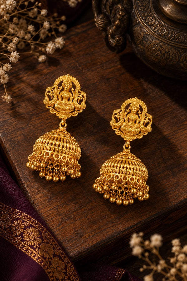 Regal Gold Beads Jhumki