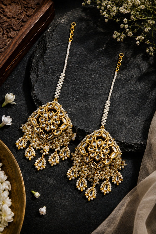 Pale Blue Meena Kundan Earrings