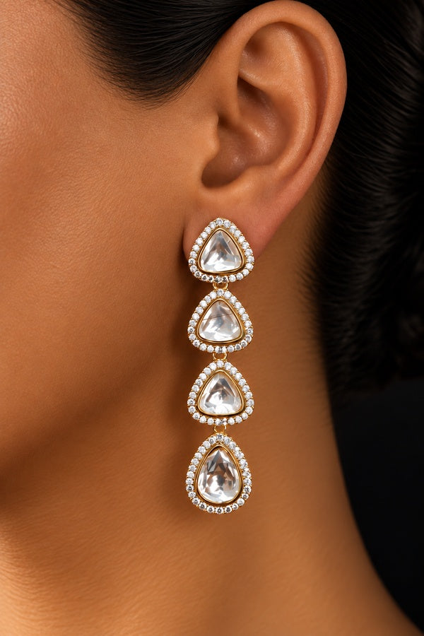 Silver Zirconia Layered Earrings