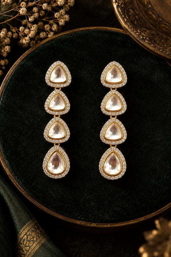 Silver Zirconia Layered Earrings