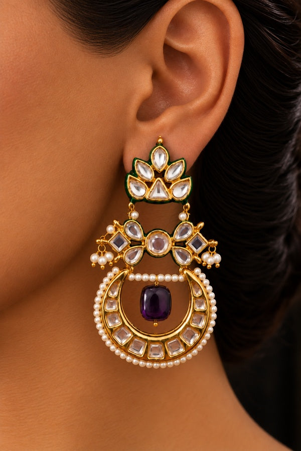 Purple Crescent Drop Earrings