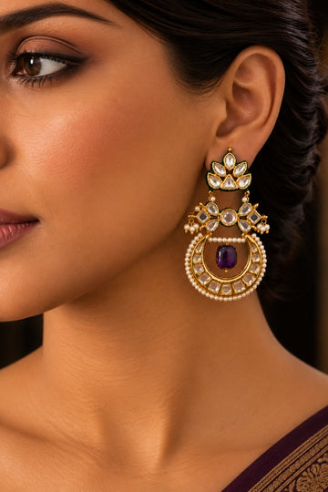 Purple Crescent Drop Earrings