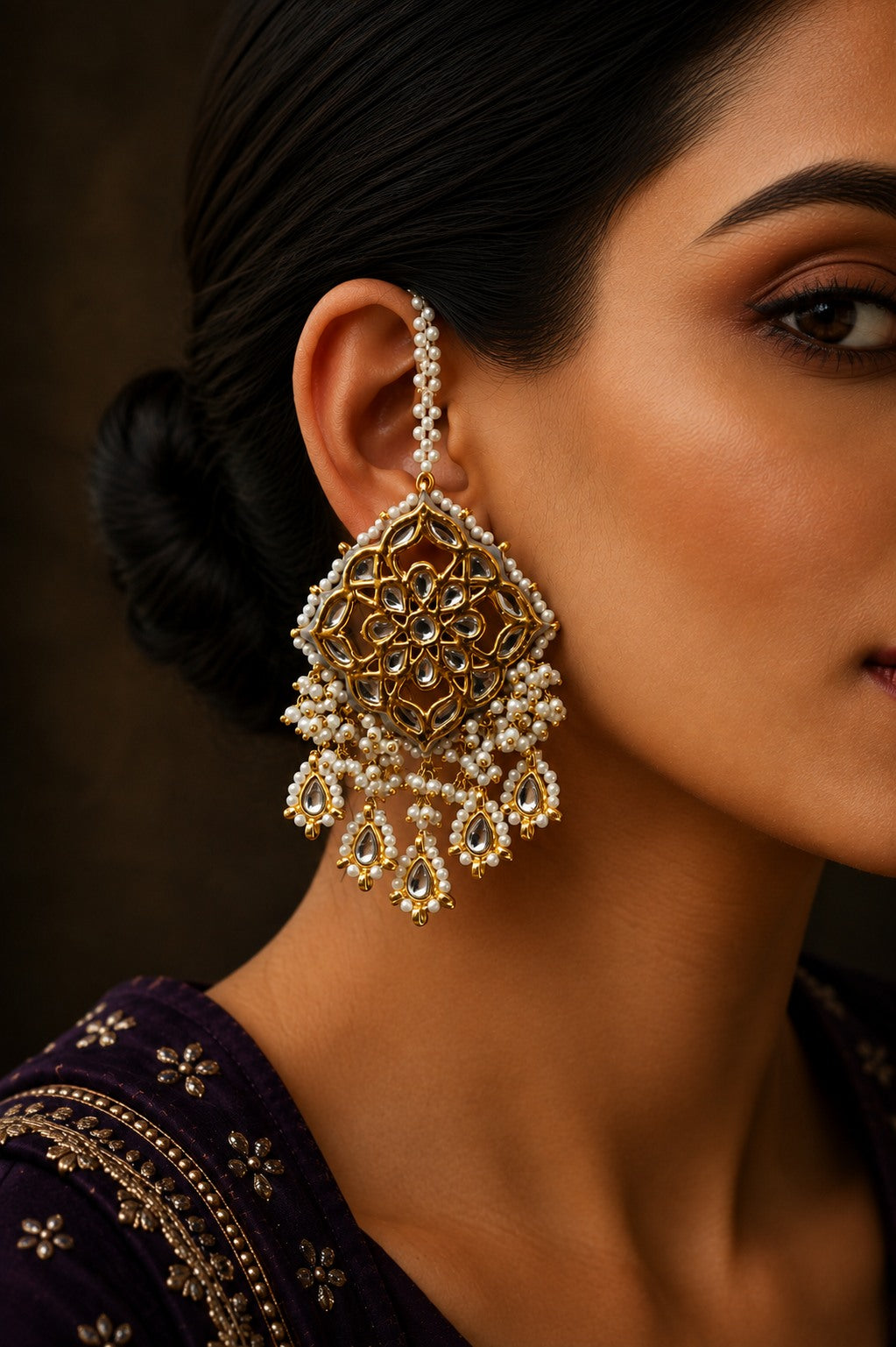 Pale Blue Meena Kundan Earrings