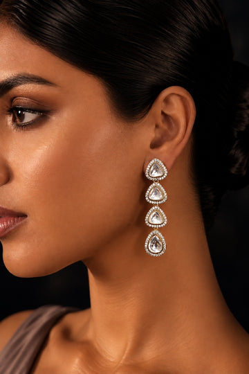 Silver Zirconia Layered Earrings