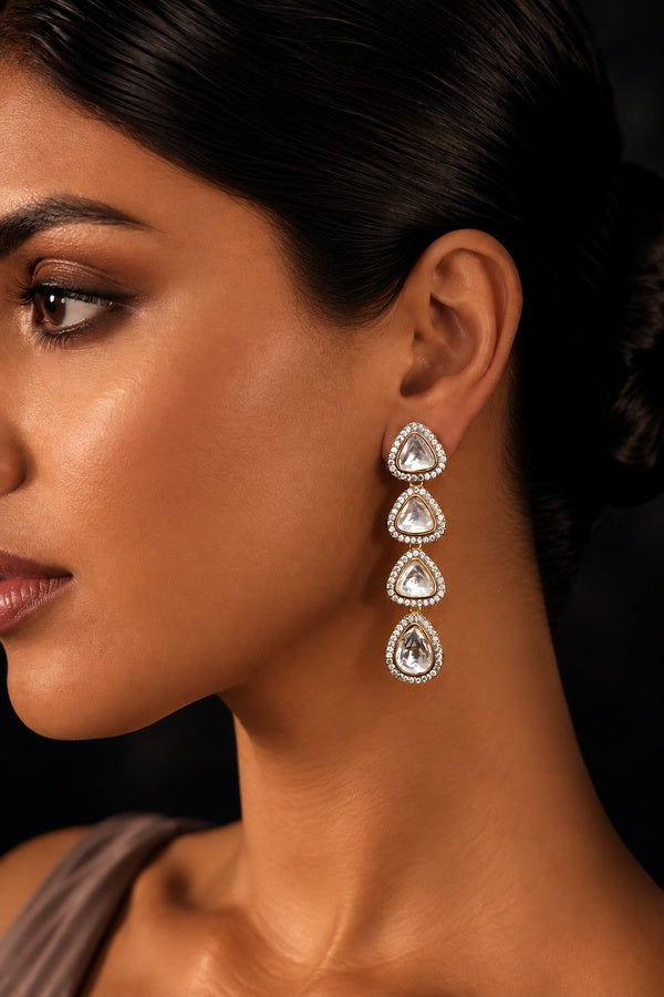 Silver Zirconia Layered Earrings